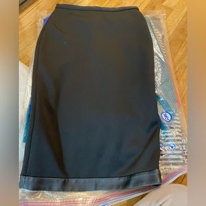 BAR III Skirt Black Straight Faux Leather Trim Zipper Pencil - Size Small
